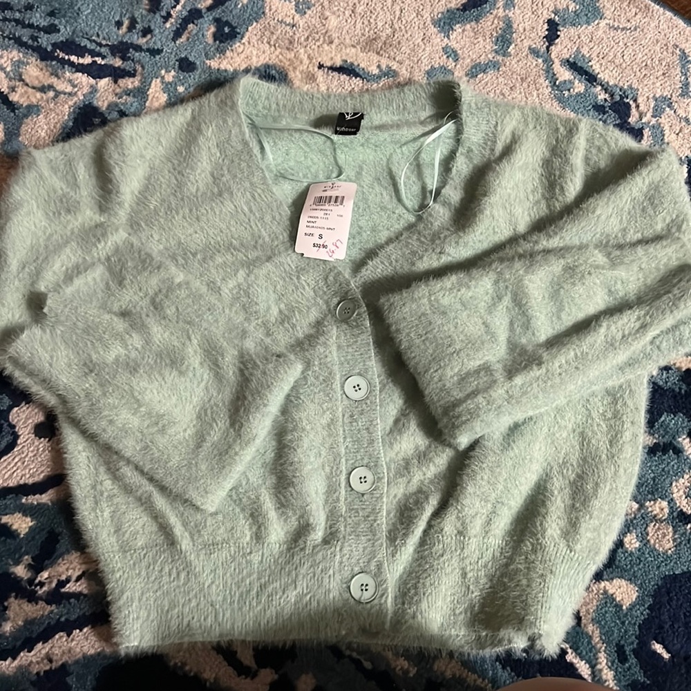 Mint green cropped sweater top